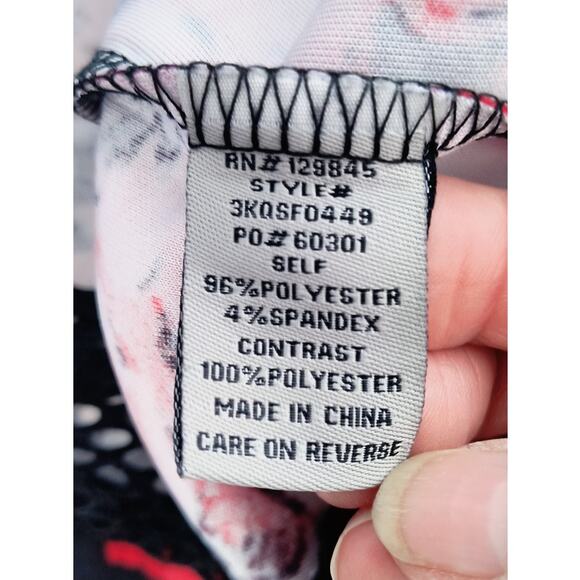 Bailey Blue Stretch Knit & Mesh Dress Women's Sz L Multicolor Floral Sort Sleeve - Picture 8 of 12